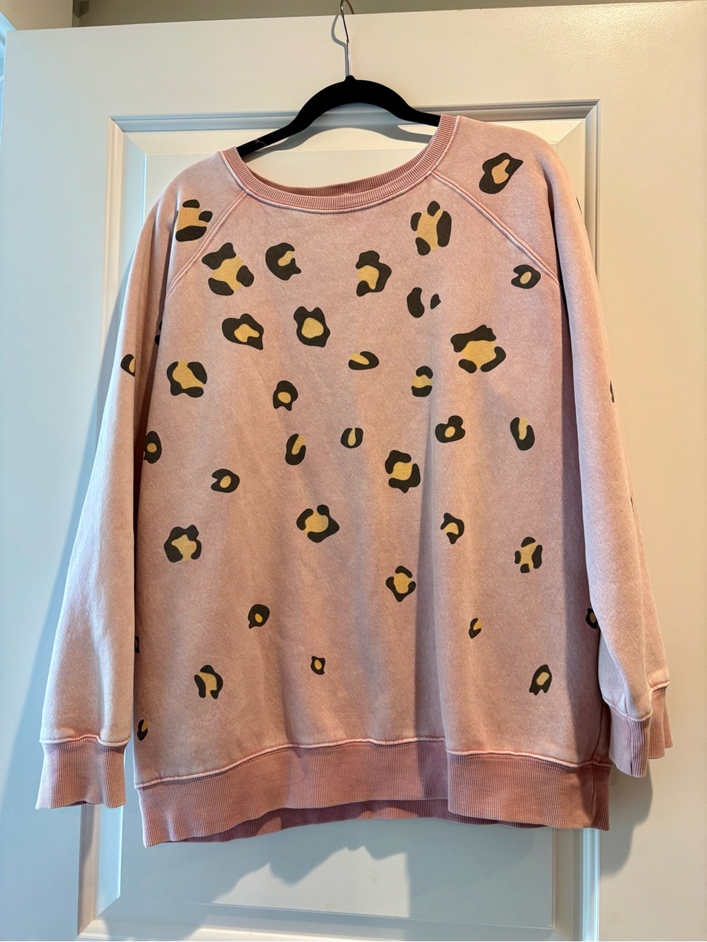 easel Pink Leopard-Print Crewneck Sweater